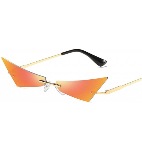 Goggle Women Men Chic Sunglasses Futuristic Rimless Mirror Sun Glasses Narrow Cateye Sunglass Shade - 4 - CD18Y8ZONDW $16.83