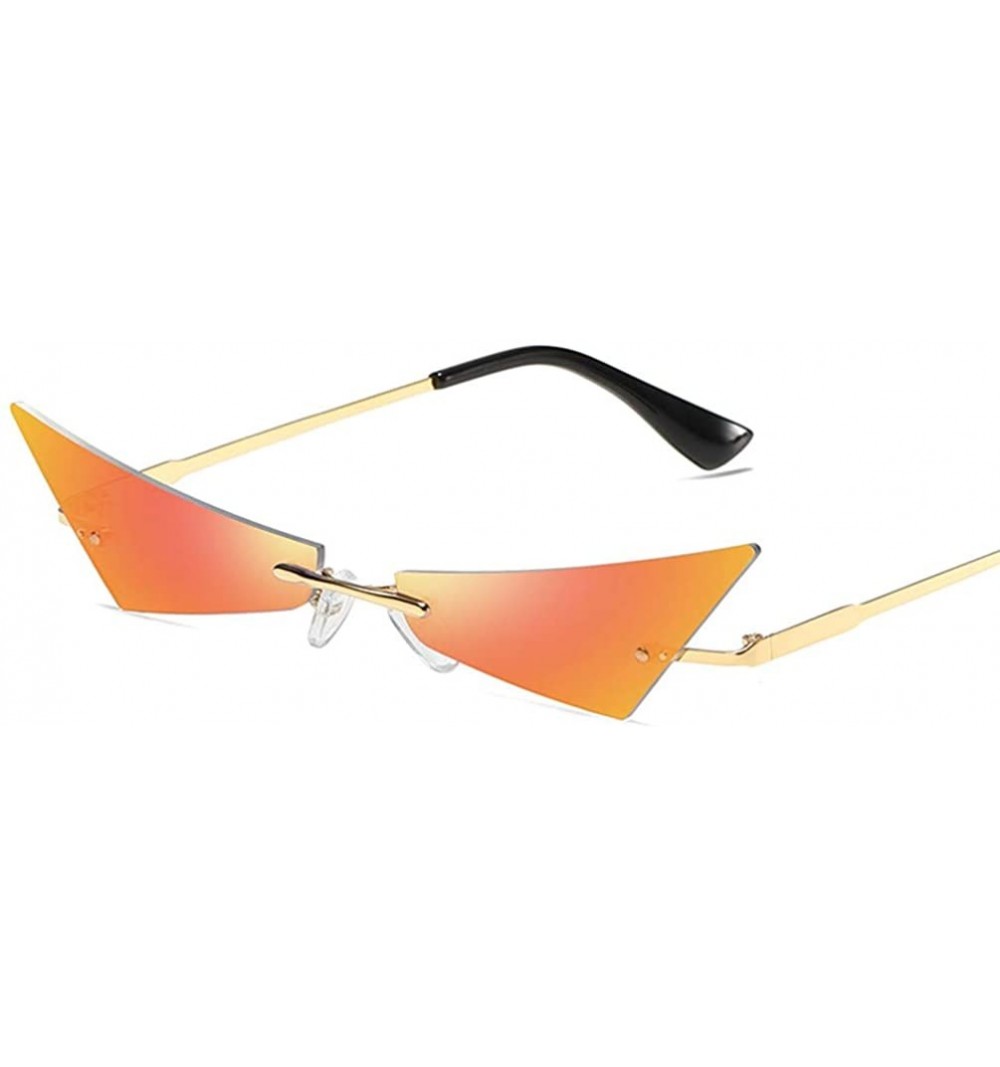 Goggle Women Men Chic Sunglasses Futuristic Rimless Mirror Sun Glasses Narrow Cateye Sunglass Shade - 4 - CD18Y8ZONDW $16.83