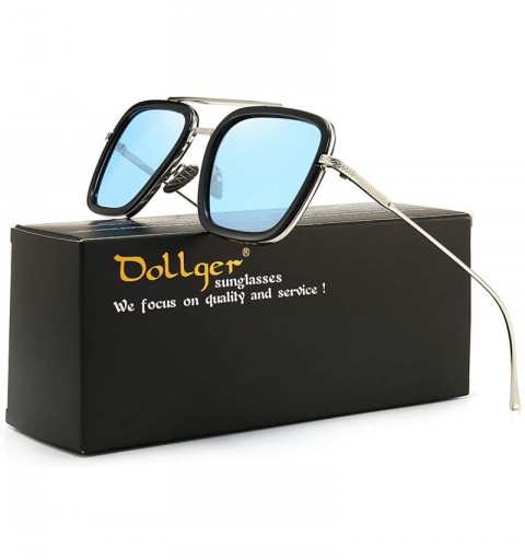 Square Vintage Aviator Square Sunglasses for Men Women Gold Frame Retro Brand Designer Classic Tony Stark Sunglasses - C118UT...