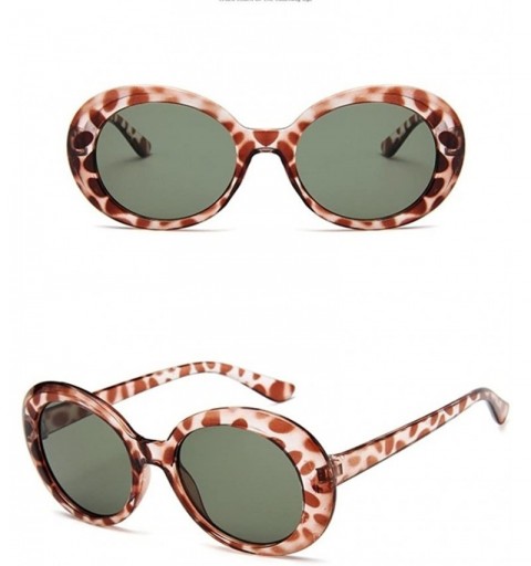 Oval Plastic Bold Oval Frame Novelty Goggle Eye Round Sunglasses - Leopard+green - C9189OYDA7C $20.04