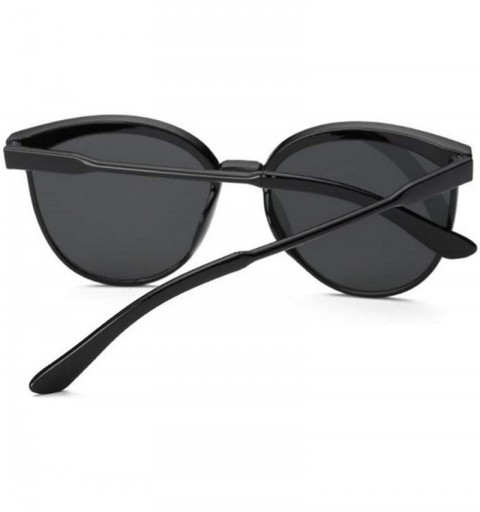 Goggle Vintage Black Sunglasses Women Cat Eye Sun Glasses Color Lens Mirror Sunglass Fashion Design Oculos - Black - CI197Y74...