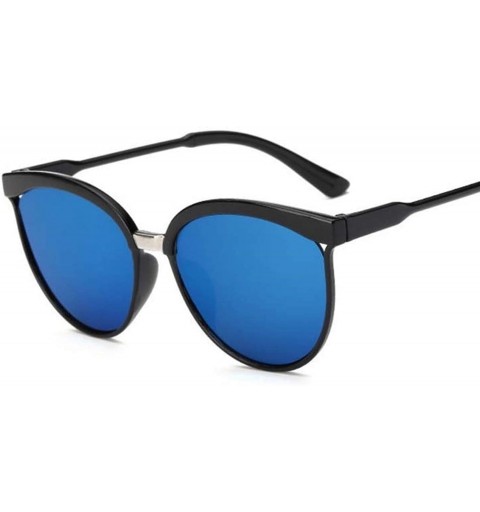 Goggle Vintage Black Sunglasses Women Cat Eye Sun Glasses Color Lens Mirror Sunglass Fashion Design Oculos - Black - CI197Y74...