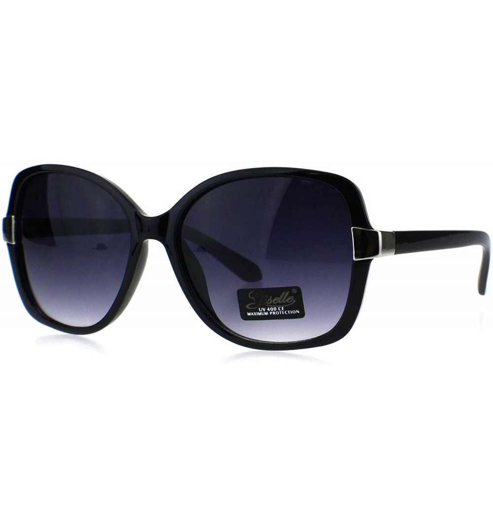 Oversized Womens 90s Designer Fashion Plastic Butterfly Sunglasses - Black Smoke - CH18Q87KW2D $9.58