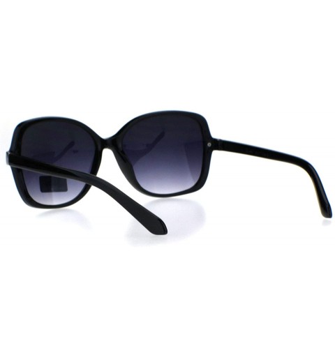 Oversized Womens 90s Designer Fashion Plastic Butterfly Sunglasses - Black Smoke - CH18Q87KW2D $9.58