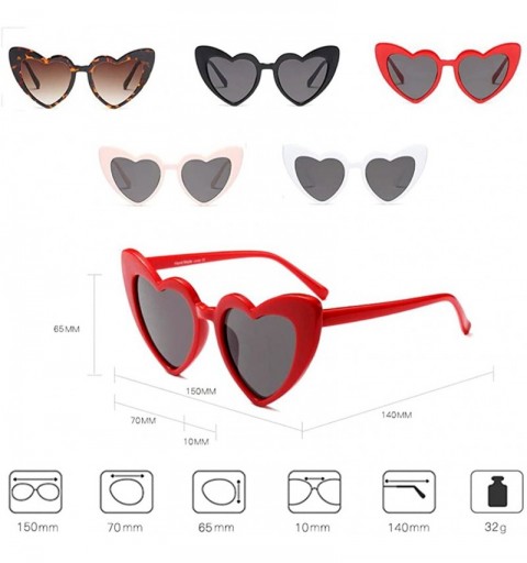 Square Women Goggle Heart Sunglasses Vintage Cat Eye Mod Style Retro Eyewear - C5 - C118CICUXOE $14.56