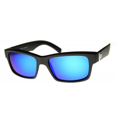 Rectangular Action Sports Colorful Two-Tone Rectangle Color Mirror Lens Sunglasses (Black-Ice) - CJ11S6CVMKD $12.59