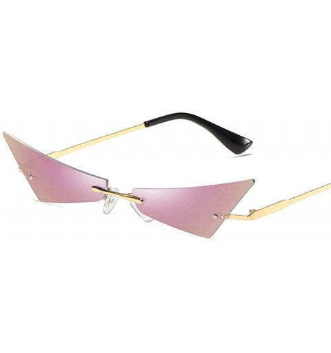 Goggle Women Men Chic Sunglasses Futuristic Rimless Mirror Sun Glasses Narrow Cateye Sunglass Shade - 4 - CD18Y8ZONDW $16.83