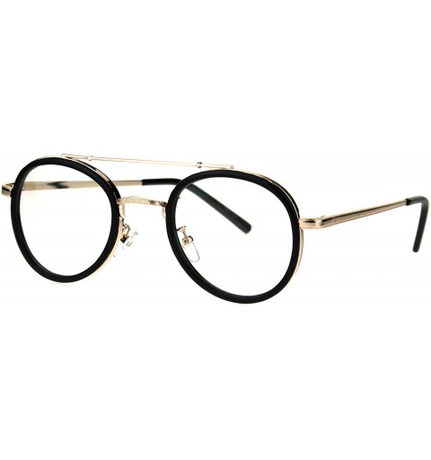 Oval Vintage Fashion Clear Lens Glasses Oval Round Designer Style Eyeglasses - Gold Black - CJ186LMA3RE $22.83