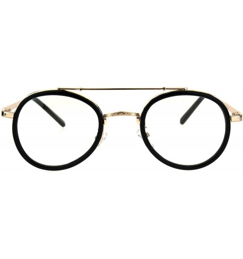 Oval Vintage Fashion Clear Lens Glasses Oval Round Designer Style Eyeglasses - Gold Black - CJ186LMA3RE $12.33