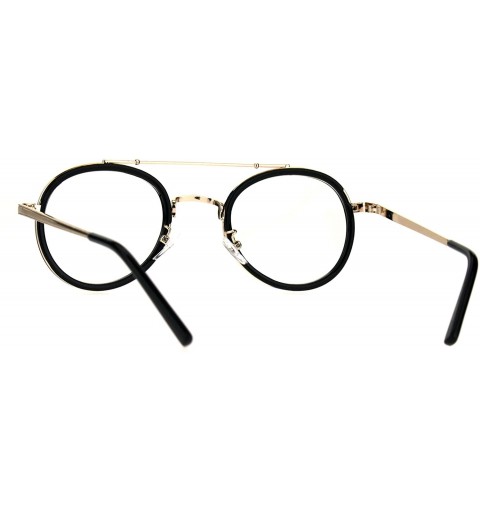 Oval Vintage Fashion Clear Lens Glasses Oval Round Designer Style Eyeglasses - Gold Black - CJ186LMA3RE $12.33