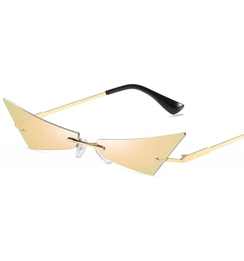 Goggle Women Men Chic Sunglasses Futuristic Rimless Mirror Sun Glasses Narrow Cateye Sunglass Shade - 4 - CD18Y8ZONDW $16.83