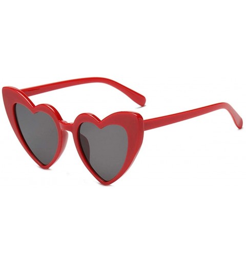 Goggle Heart Shaped Cateye Sunglasses - Red- Smoke - CH18NWUSEO4 $10.21