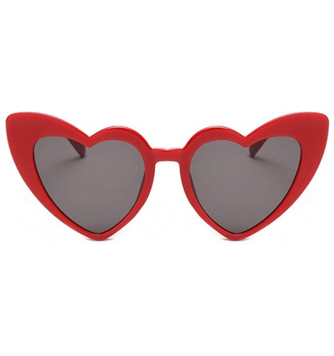 Goggle Heart Shaped Cateye Sunglasses - Red- Smoke - CH18NWUSEO4 $10.21