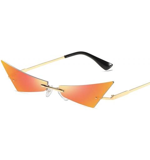 Goggle Women Men Chic Sunglasses Futuristic Rimless Mirror Sun Glasses Narrow Cateye Sunglass Shade - 4 - CD18Y8ZONDW $16.83