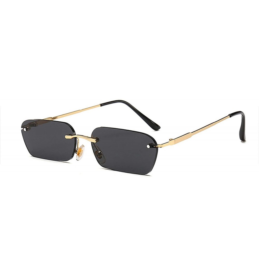 Goggle Fashion RimlSunglasses Trending Clear Red Blue Yellow Men Square Shades - Golden Grey - CQ197Y73U86 $33.42