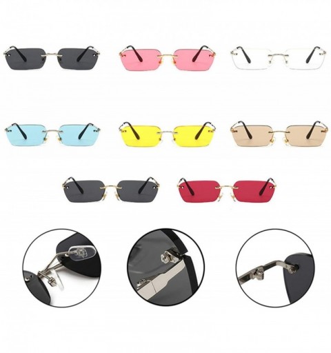 Goggle Fashion RimlSunglasses Trending Clear Red Blue Yellow Men Square Shades - Golden Grey - CQ197Y73U86 $33.42