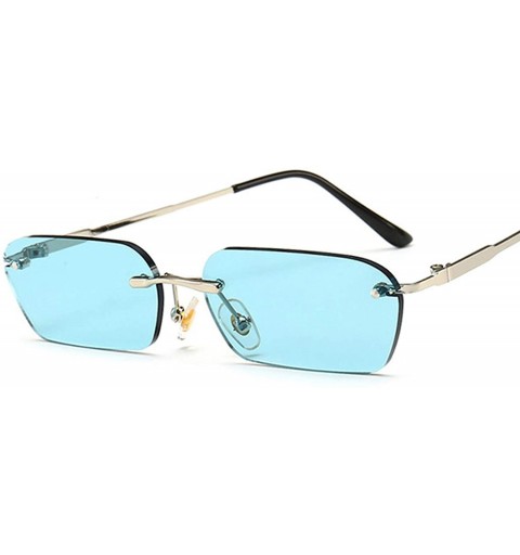 Goggle Fashion RimlSunglasses Trending Clear Red Blue Yellow Men Square Shades - Golden Grey - CQ197Y73U86 $33.42