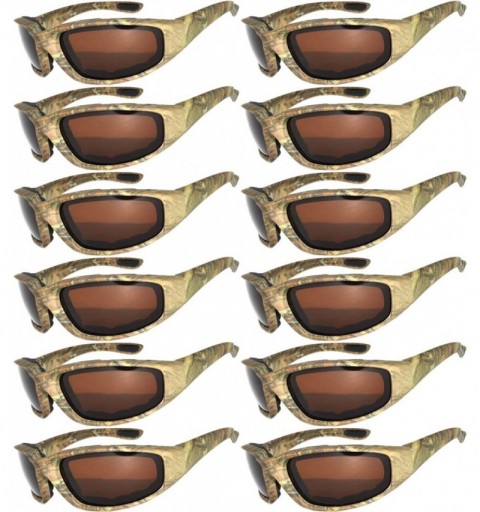 Goggle Set of 12 Pairs Motorcycle CAMO Padded Foam Sport Glasses Colored Lens - Camo1_brown_12_pairs - CW1855KC07Y $92.71