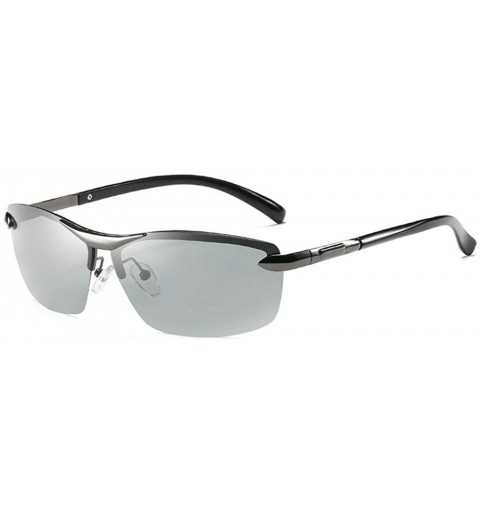Rimless Polarized Photochromic Lens Semi Frame Photosensitive Sunglasses for Men - Gun-photochromic Lens - C7184G2CRLM $12.84