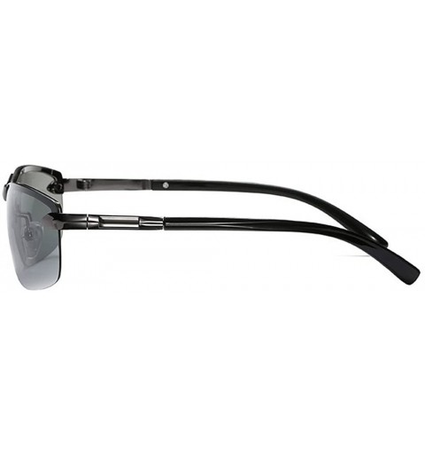 Rimless Polarized Photochromic Lens Semi Frame Photosensitive Sunglasses for Men - Gun-photochromic Lens - C7184G2CRLM $12.84
