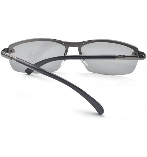 Rimless Polarized Photochromic Lens Semi Frame Photosensitive Sunglasses for Men - Gun-photochromic Lens - C7184G2CRLM $12.84