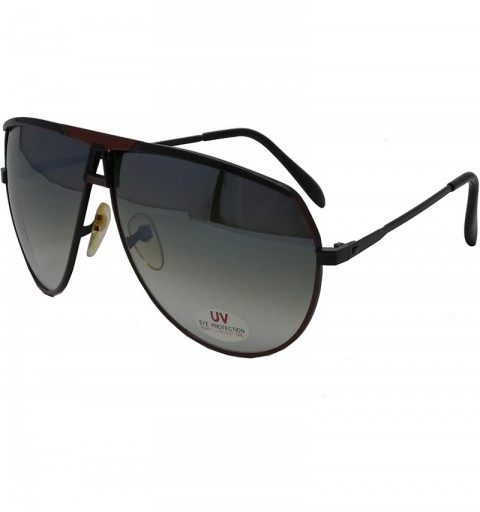 Aviator Vintage Aviator Style Men's and Women's Metal Frame Sunglasses- 70's and 80's Era - Red With Black - CP18Y9ZA3R3 $12.50