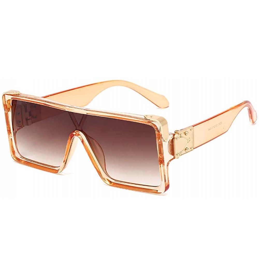 Square Square Oversized Sunglasses Women Men - Classic Fashion Style 100% UV Protection - Coffee - CG190TT327M $12.99