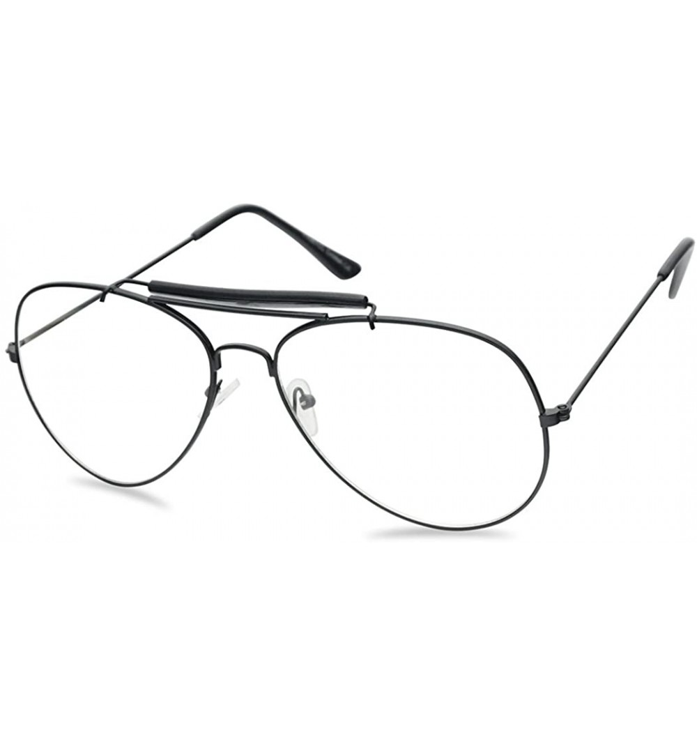 Oversized Non-Prescription 55mm & 60mm Classic Tear Drop Brow Bar Clear Lens Aviator Sunglasses Gold Frame Eye Glasses - CL18...
