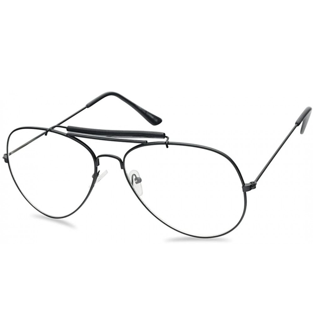 Oversized Non-Prescription 55mm & 60mm Classic Tear Drop Brow Bar Clear Lens Aviator Sunglasses Gold Frame Eye Glasses - CL18...