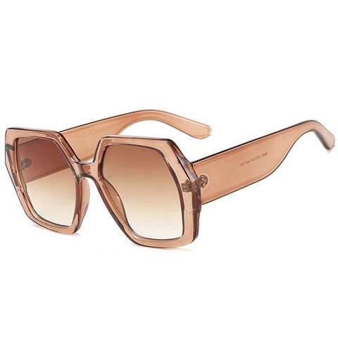 Square 2019 new fashion trend unisex big box square brand designer sunglasses UV400 with box - Brown - C818SHTHSZE $27.64