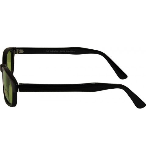 Rectangular Sunglasses 1126 Black/Green One Size Biker Sunglasses - CX11HEJQONT $13.90