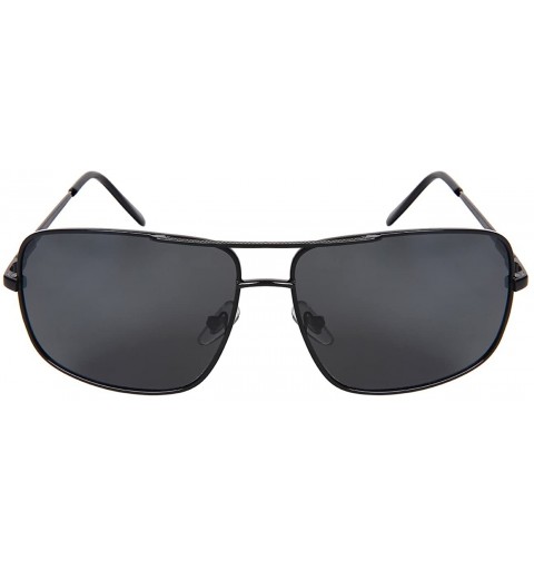 Rectangular Oversized Metal Square Polarized Aviators 1202S-P - Black - C0182OW0MMO $12.39