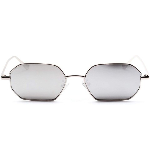 Shield Women Retro Classic Small Polygon Sunglasses Men Luxury Vintage Mirrors Colour Transparent Lens Sun Glasses - 2 - CA19...