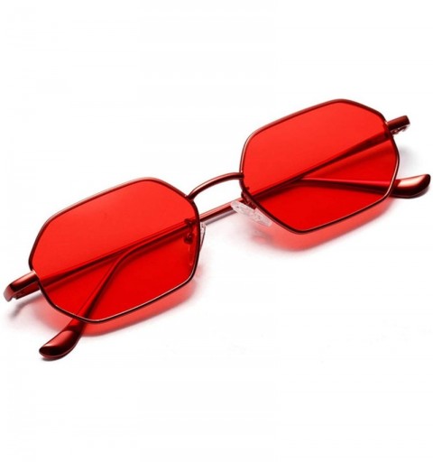 Shield Women Retro Classic Small Polygon Sunglasses Men Luxury Vintage Mirrors Colour Transparent Lens Sun Glasses - 2 - CA19...
