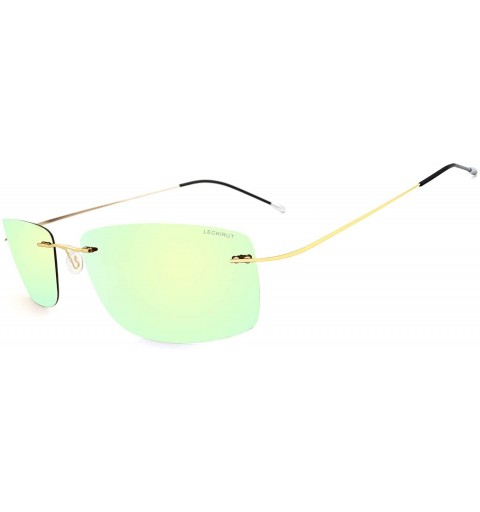 Goggle Ultra Lightweight Rimless Titanium Sunglasses for Men Women Fashion Polarized UV Protection Driving Shades - C718NW5CD...