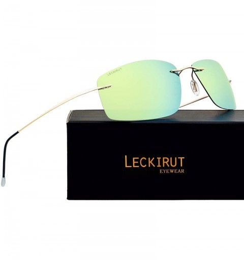 Goggle Ultra Lightweight Rimless Titanium Sunglasses for Men Women Fashion Polarized UV Protection Driving Shades - C718NW5CD...