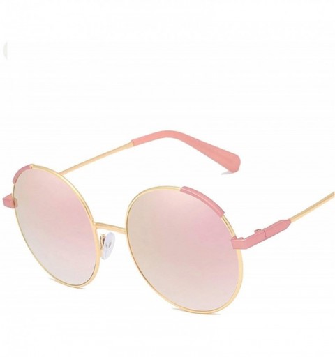 Oval Retro Classic Round Sunglasses for Men and Women Metal PC UV400 Sunglasses - Gold-pink - CN18SASLDS3 $45.97