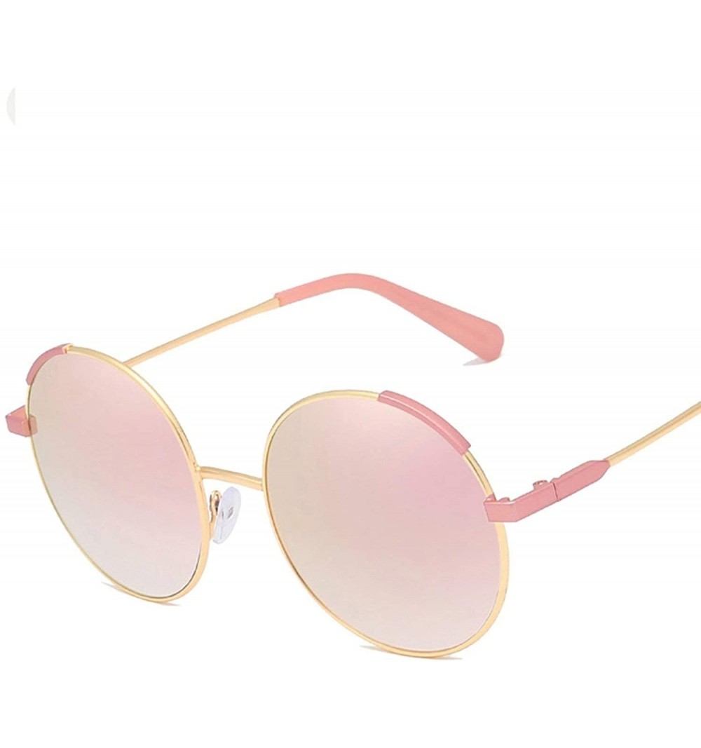 Oval Retro Classic Round Sunglasses for Men and Women Metal PC UV400 Sunglasses - Gold-pink - CN18SASLDS3 $17.17