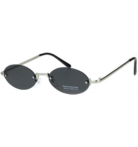 Rimless Mens Snug Pimp Narrow Oval Rimless Metal Rim Sunglasses - Silver Black - C718K295Z4I $10.09