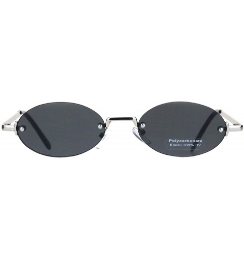Rimless Mens Snug Pimp Narrow Oval Rimless Metal Rim Sunglasses - Silver Black - C718K295Z4I $10.09
