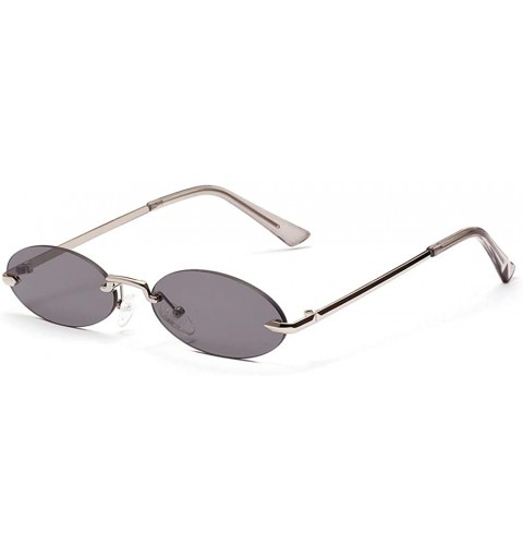 Oval Men Frameless Sunglasses Oval Women Metal Sun Glasses Male Retro Clear Color Yellow - Black - CA18AOIMIDC $21.94