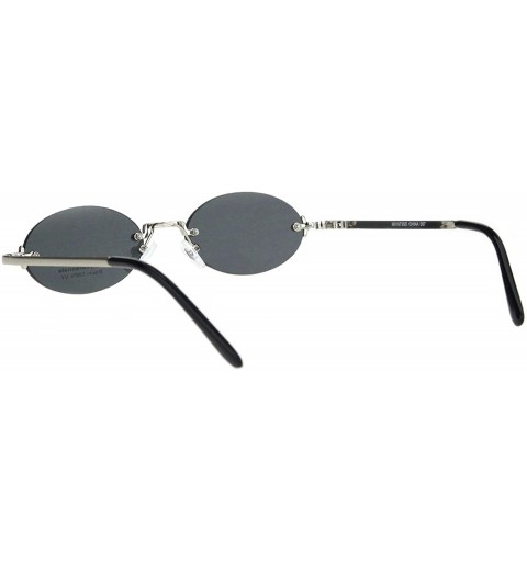 Rimless Mens Snug Pimp Narrow Oval Rimless Metal Rim Sunglasses - Silver Black - C718K295Z4I $10.09