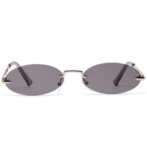 Oval Men Frameless Sunglasses Oval Women Metal Sun Glasses Male Retro Clear Color Yellow - Black - CA18AOIMIDC $10.29