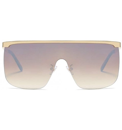 Shield Oversized Cyberpunk Sunglasses Rimless Squared Aviator Shield 60s Visor Glasses - Brown - C618NENELUA $36.96