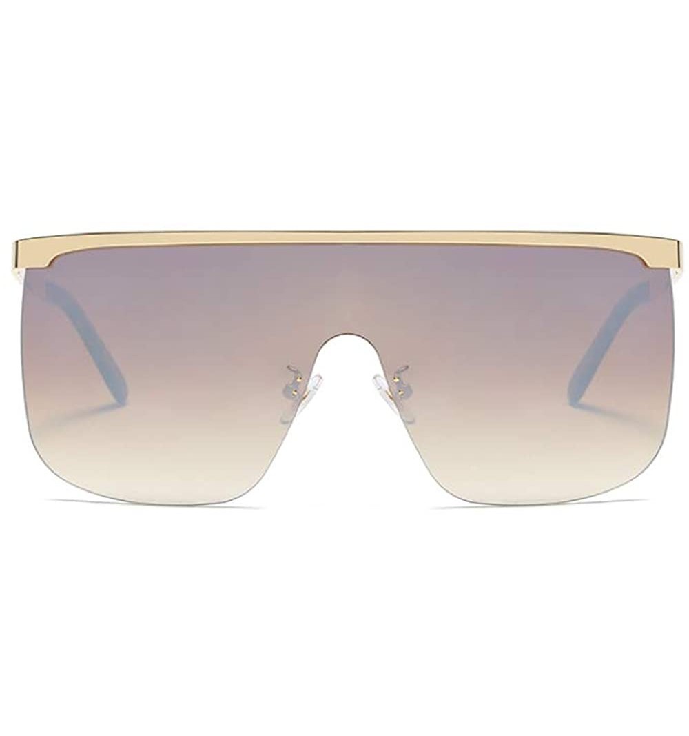 Shield Oversized Cyberpunk Sunglasses Rimless Squared Aviator Shield 60s Visor Glasses - Brown - C618NENELUA $20.08