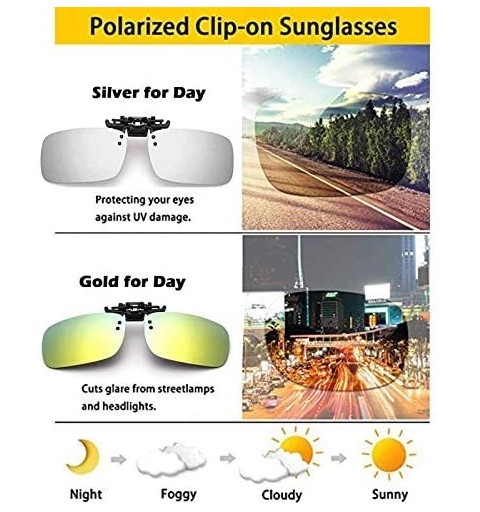 Oval Polarized Clip-on Sunglasses Unisex Anti-Glare Driving Sun Glasses With Flip Up for Prescription Glasses - CK18UUS6K67 $...