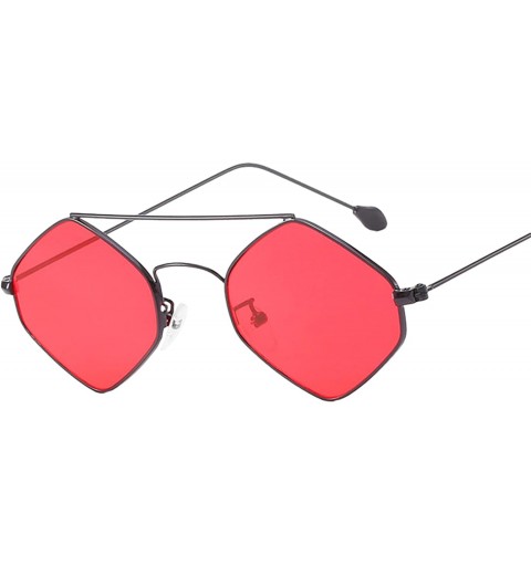 Rimless Summer Rimless Tinted Fashion Sunglasses Small Face Candy Color Glasses - Black Frame+red Lens - CM18Q7LQOU8 $17.55