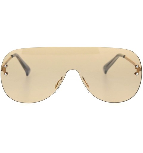 Shield Minimal Shield Rimless Futuristic Large Racer Pilots Sunglasses - Brown - C018SSAI6WK $10.33