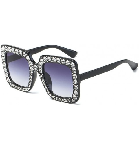 Goggle Womens Fashion Glasses Diamond Cat Ear Square Metal Frame Classic Sunglasses (D) - D - CY18CLSD57L $10.81