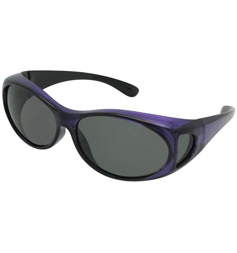 Wrap Small Polarized Fit Over Sunglasses F3 - Purple-med Dark Gray Lens - CD186N8H96X $16.48